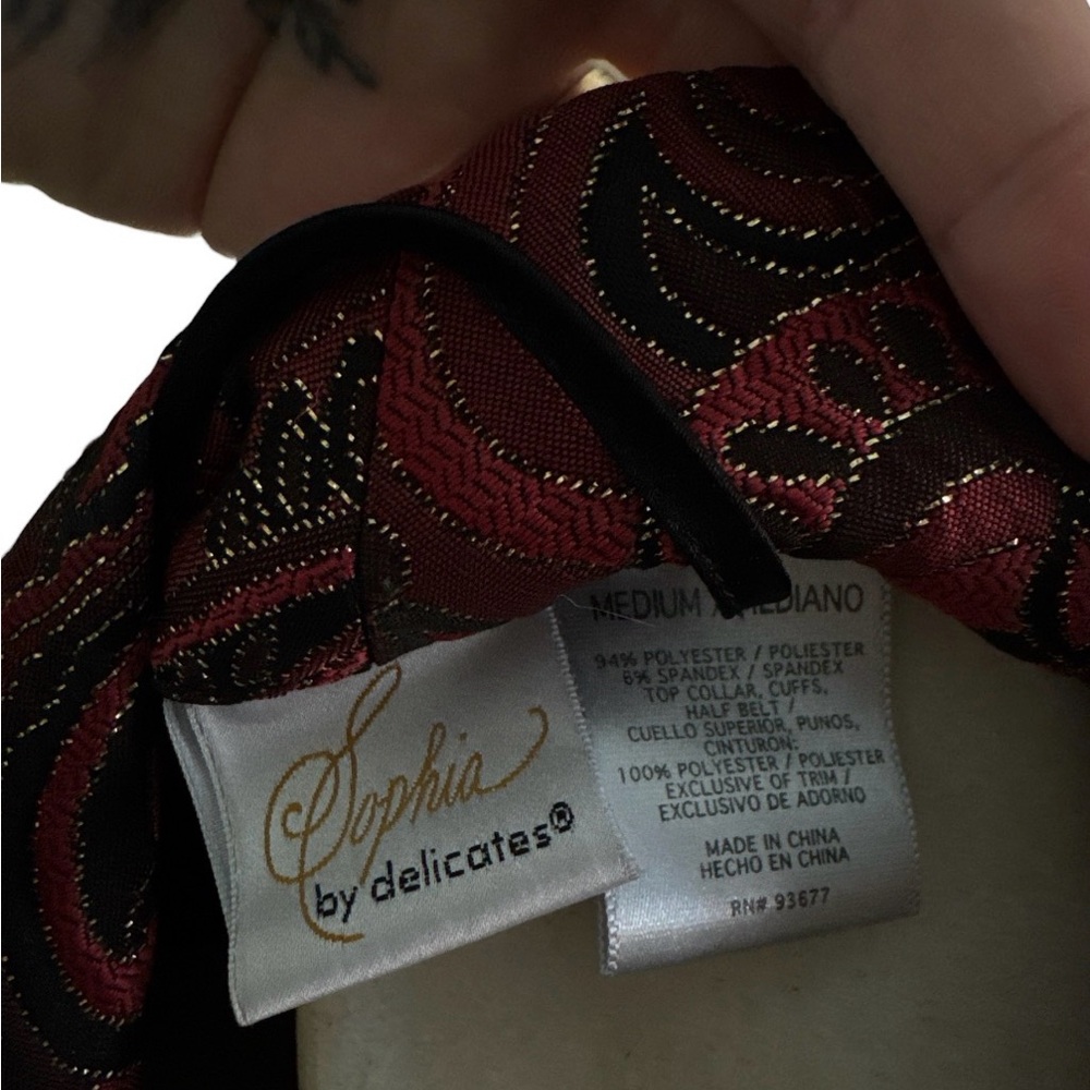 Sophia By Delicates Black Red Velvet Brocade Victorain Gothic Robe OS - Picture 5 of 5
